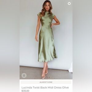 Selfie Leslie Olive Satin Midi Dress
